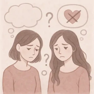 Deux femmes discutant d’amour et de doute