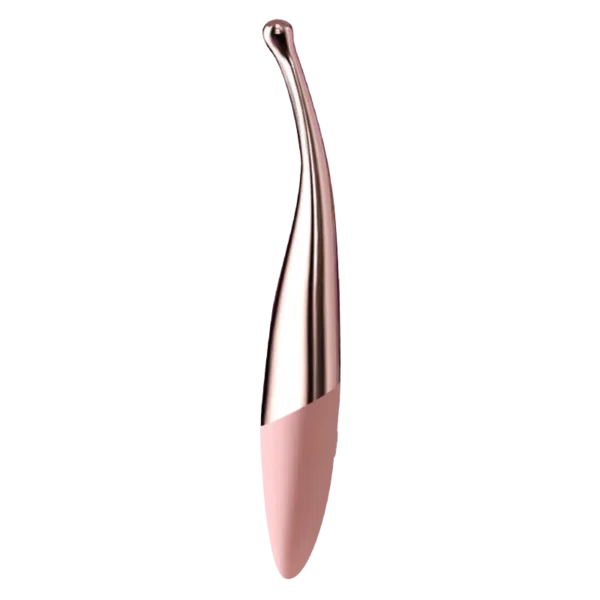 Vue produit verticale d’un sextoy YOVO rose et doré, design épuré sur fond blanc