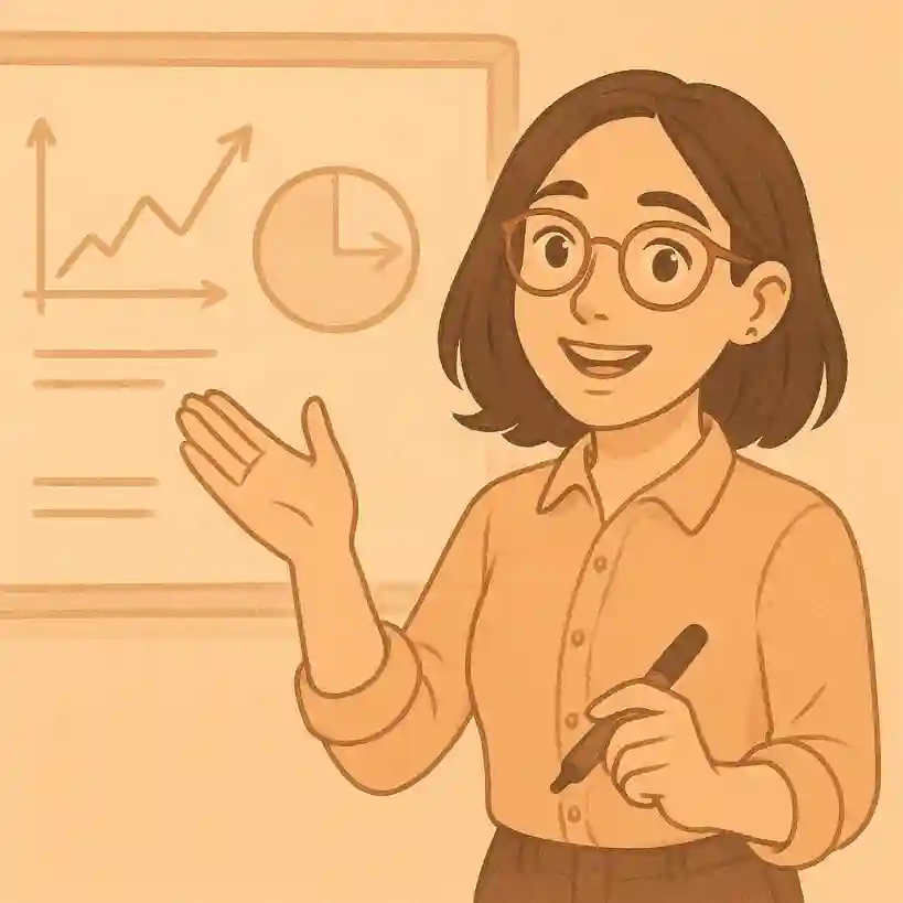 Chloé expliquant un concept devant un tableau blanc