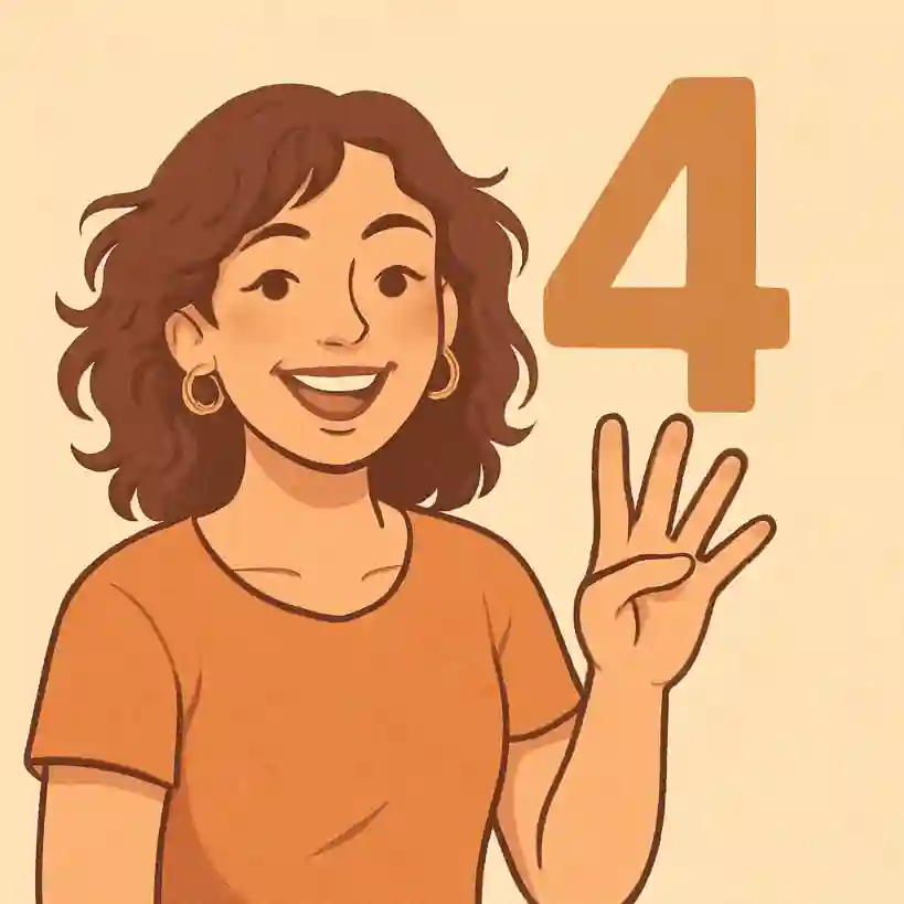 Illustration de Lou souriante avec un chiffre 4