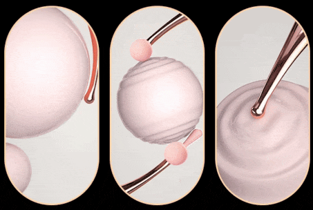 Boules blanches et roses sur fond noir, vue design produit